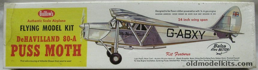 Guillows De Havilland DH-80A Puss Moth - 24 inch Wingspan RC/CL/Rubber Powered Kit, 306 plastic model kit